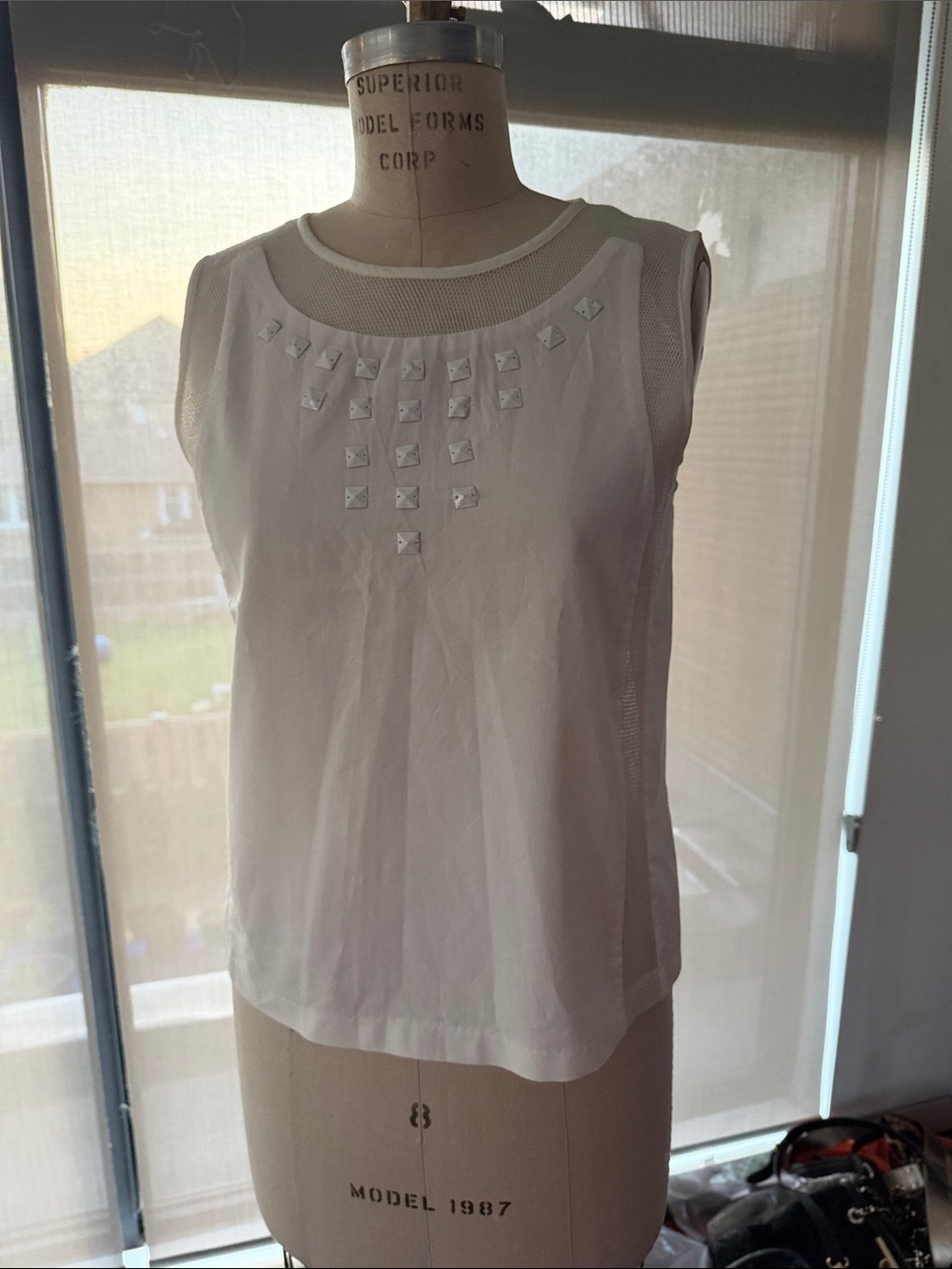 White Sleeveless Embellished Women's Top
